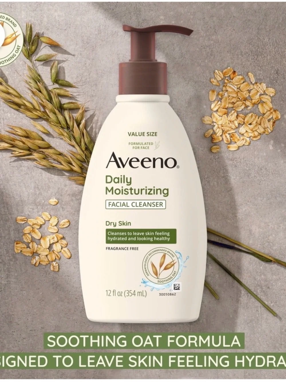 Aveeno Daily Moisturizing Facial Cleanser for dry Skin, Soothing Oat Face Wash